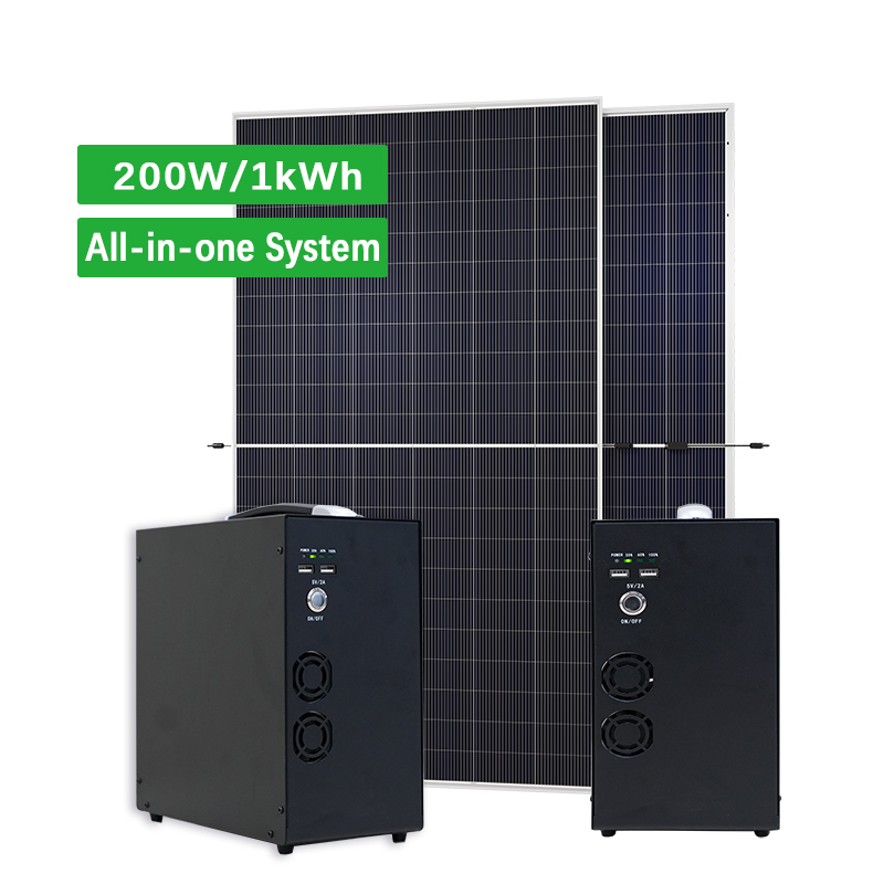 Générateur solaire tout-en-un 200 W 1 kWh avec modules PV 500-650 W