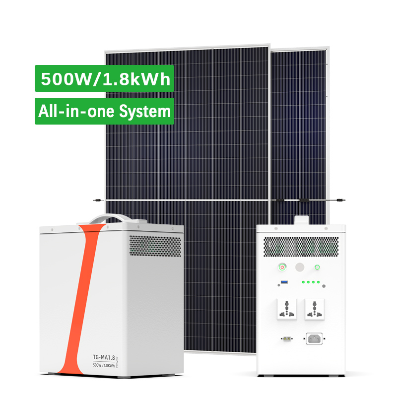 Système de stockage solaire tout-en-un hors réseau de 500 W et 1,8 kWh pour la maison