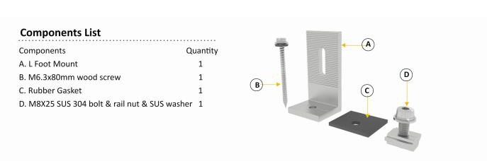 Solar Mounting Rack L Feet Kit Bracket