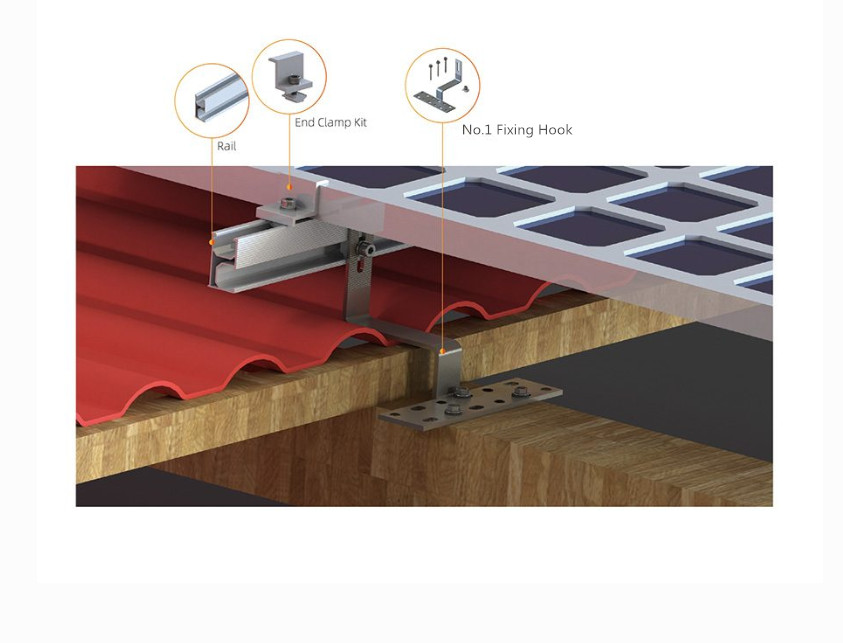 Adjustable Hook for Tile Roof Solar Mounting