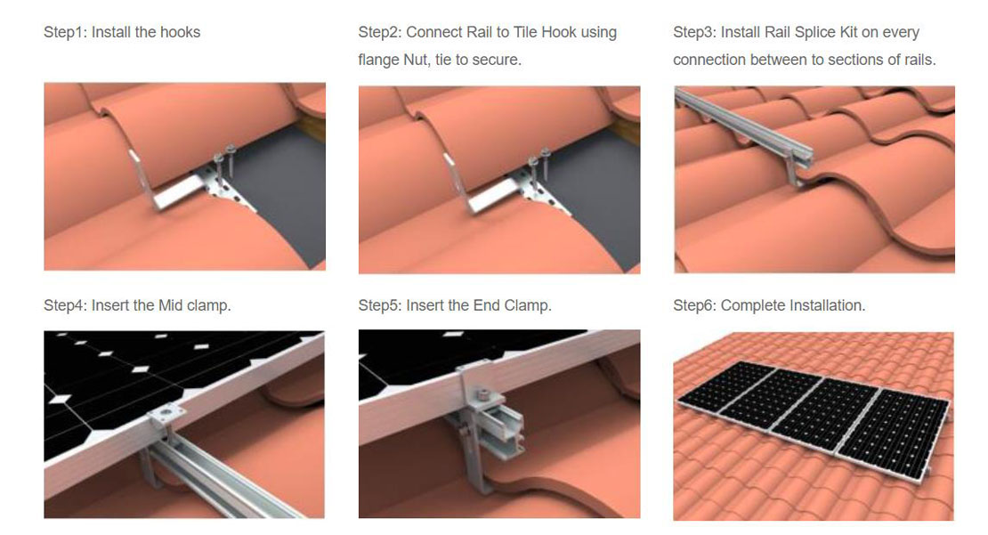 Solar Tile Roof Hook Bracket System