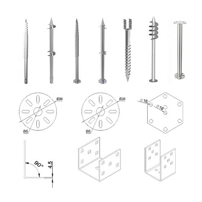 수명이 긴 용융 아연 도금 스크류 파일 앵커, 지반 스크류, 태양광 브래킷 스크류 파일
