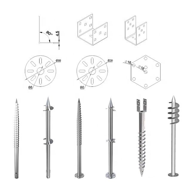 Hochwertiger Erdschraubenpfahl-Fundamentanker, Erdschraube, spiralförmig, verzinktes Stahlblech mit Flansch für Fundamentsysteme