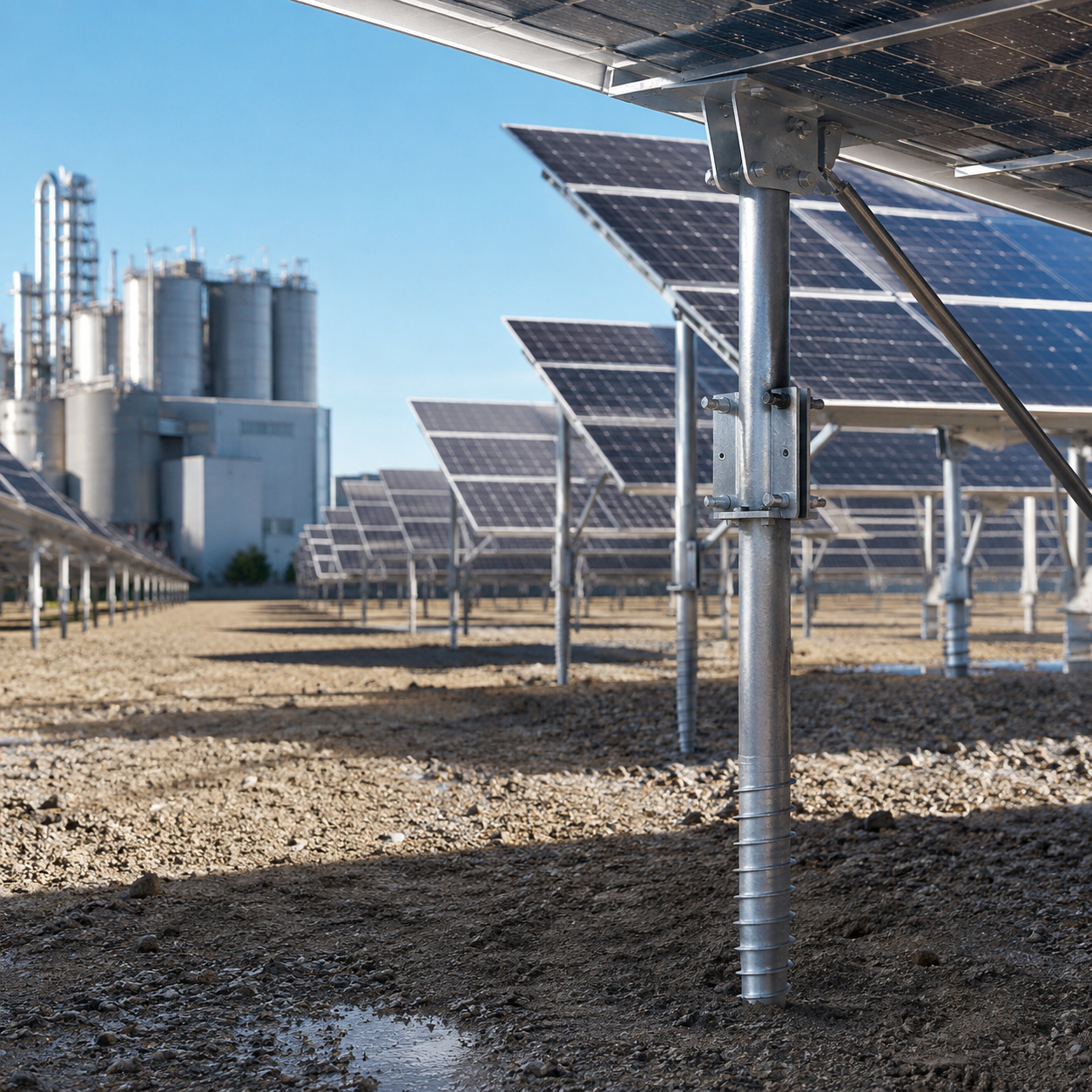 Customized Solar Panels Spiral PV Helical Pile Galvanized Ground Bracket System