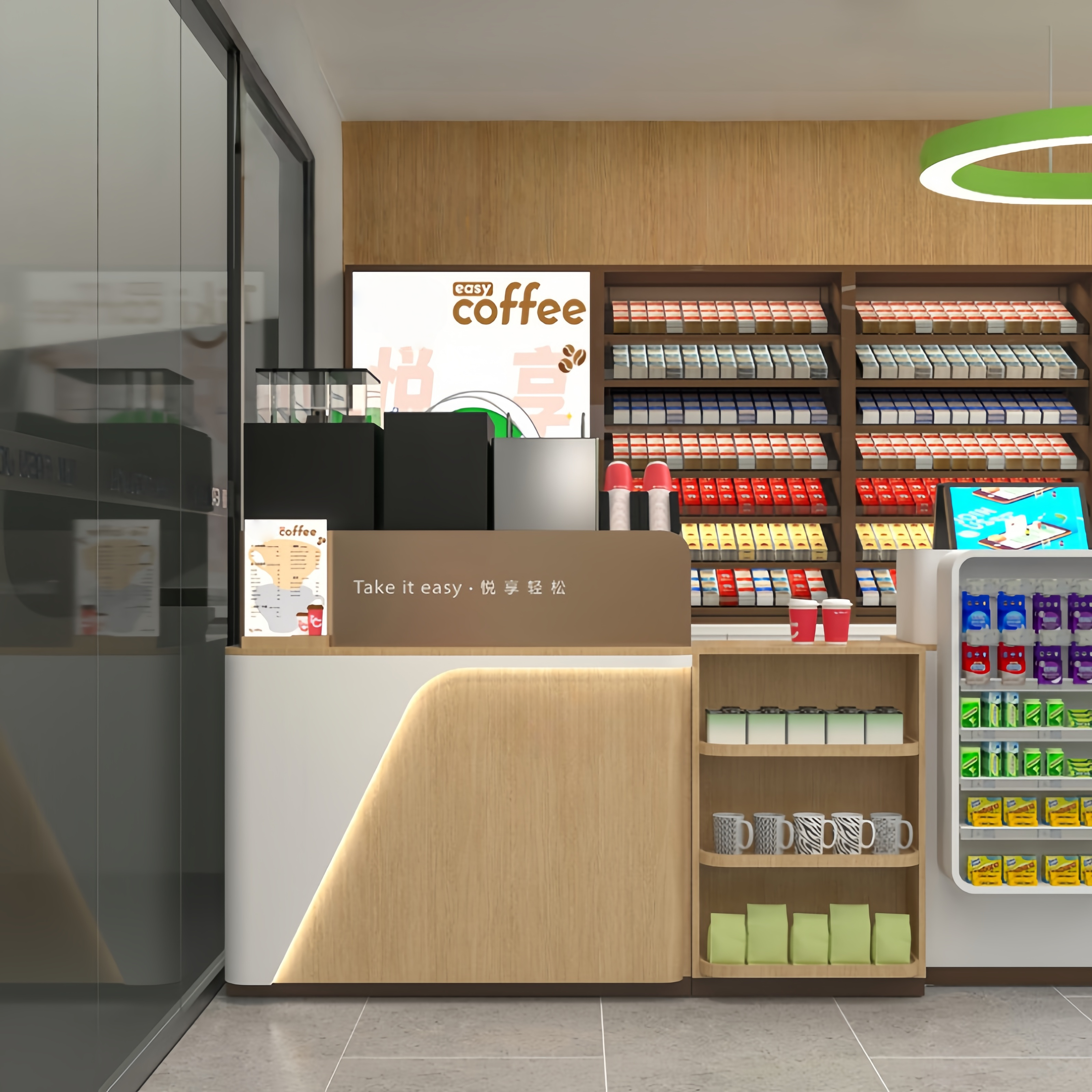 Steel Coffee Counter For Convenience Store