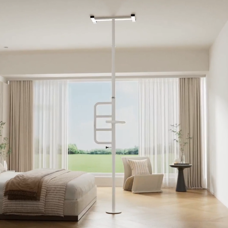 Floor-to-Ceiling Transfer Pole With Grab Bar For Seniors