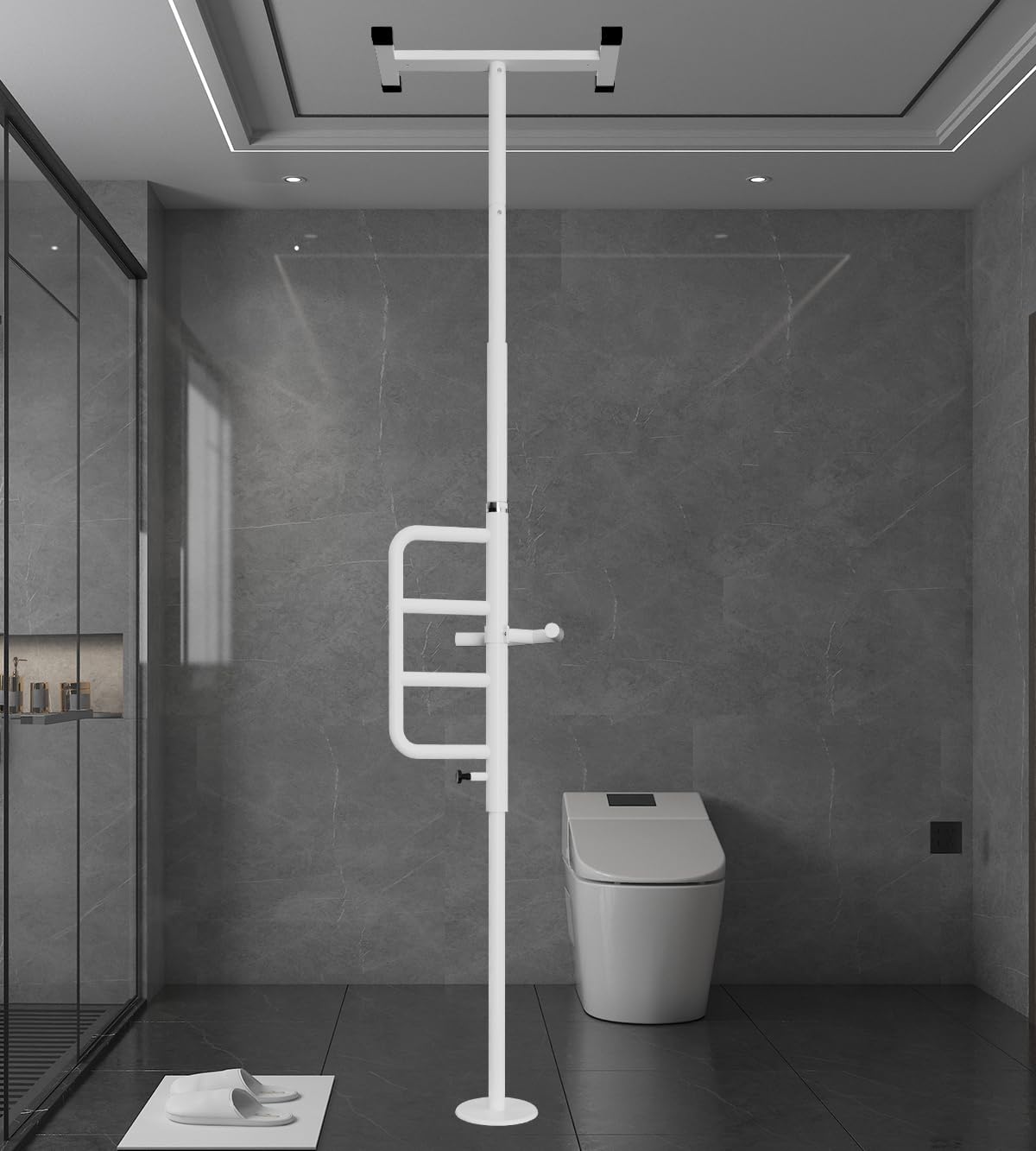 Floor-to-Ceiling Transfer Pole With Grab Bar For Seniors