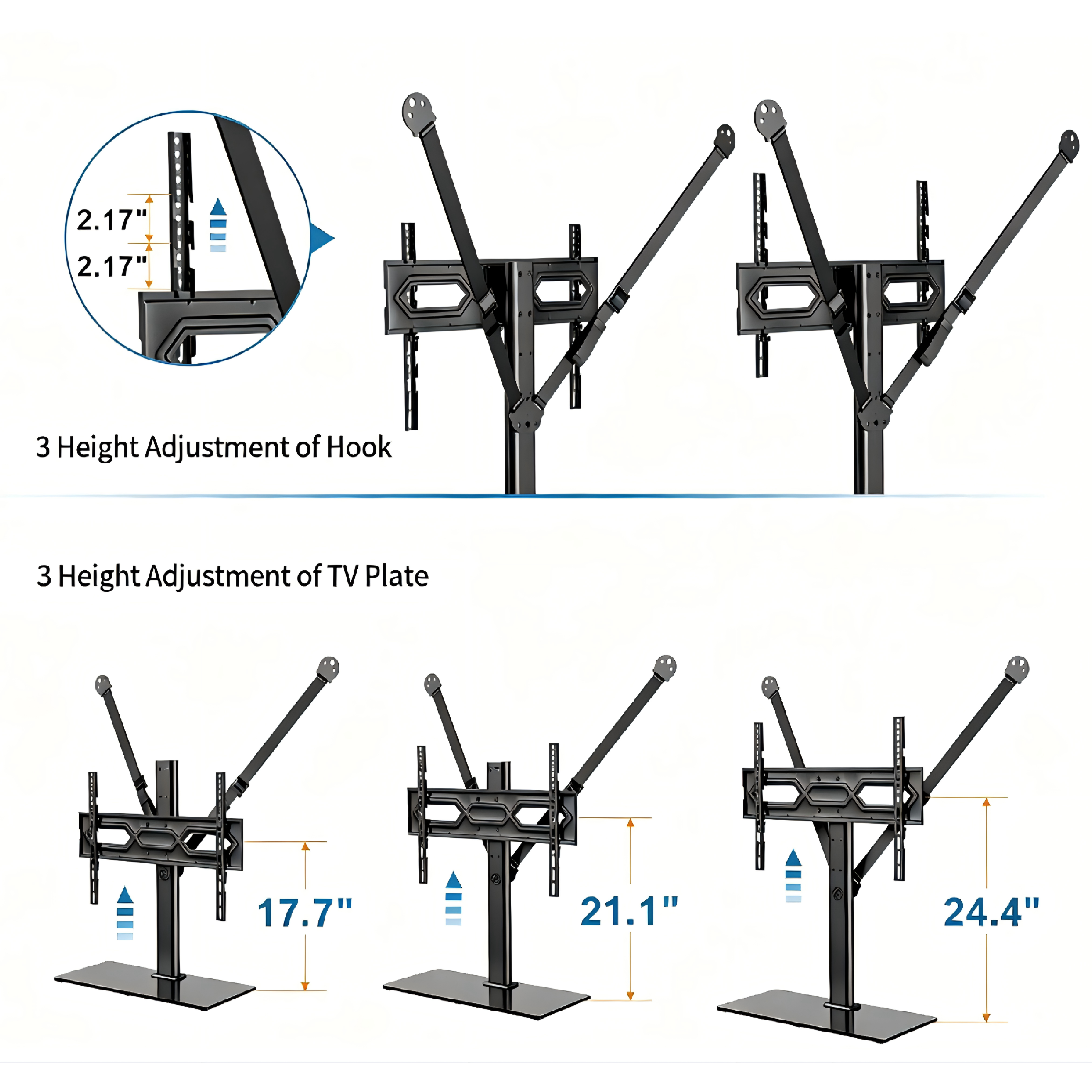 Tabletop TV Stand With Glass Base For 32-75'' TVs