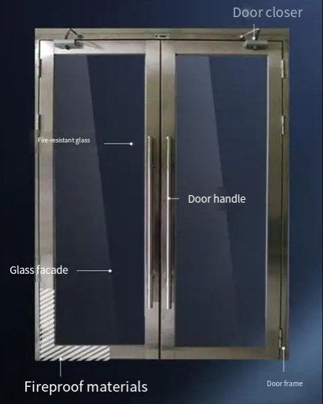stainless steel glass fire door