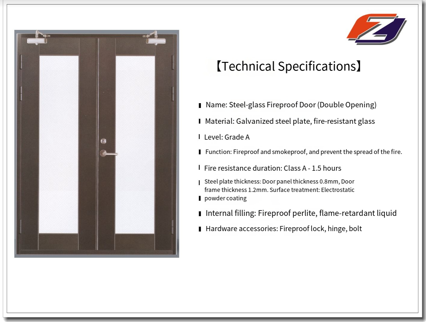 steel fire door with glass