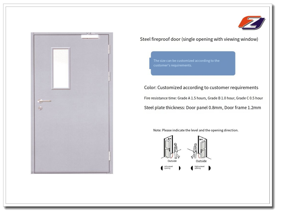single leaf steel fire rated door