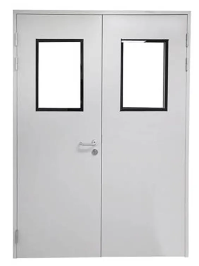 Fire rated double action doors