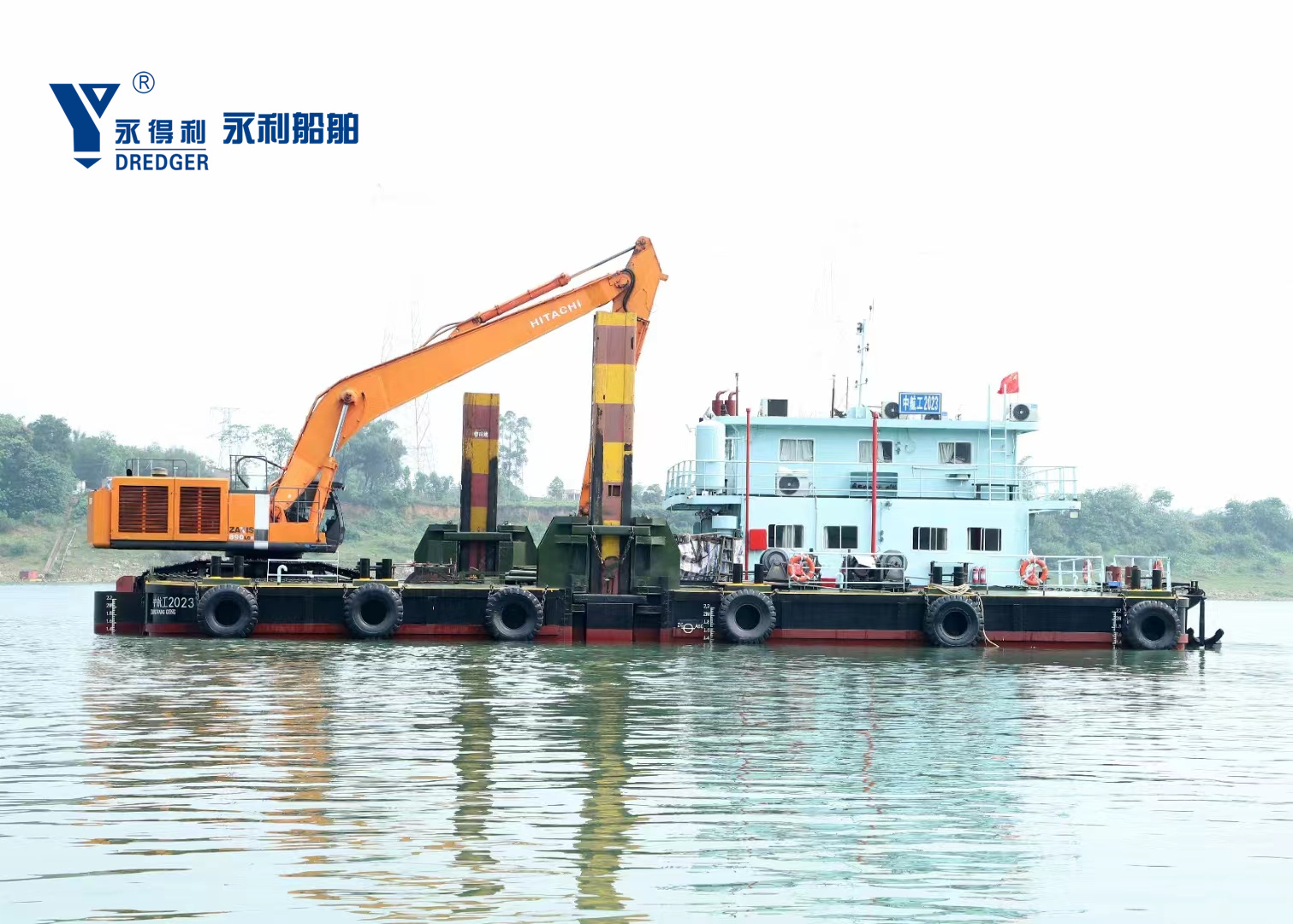 120 Ton Backhoe Dredger Boat for River Canal Dredging Steel Construction Excavator Vessel Waterway Maintenance
