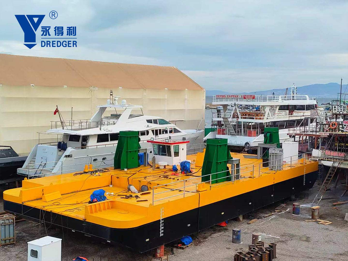 110 tons Backhoe dredger is just being finished installation in Turkey