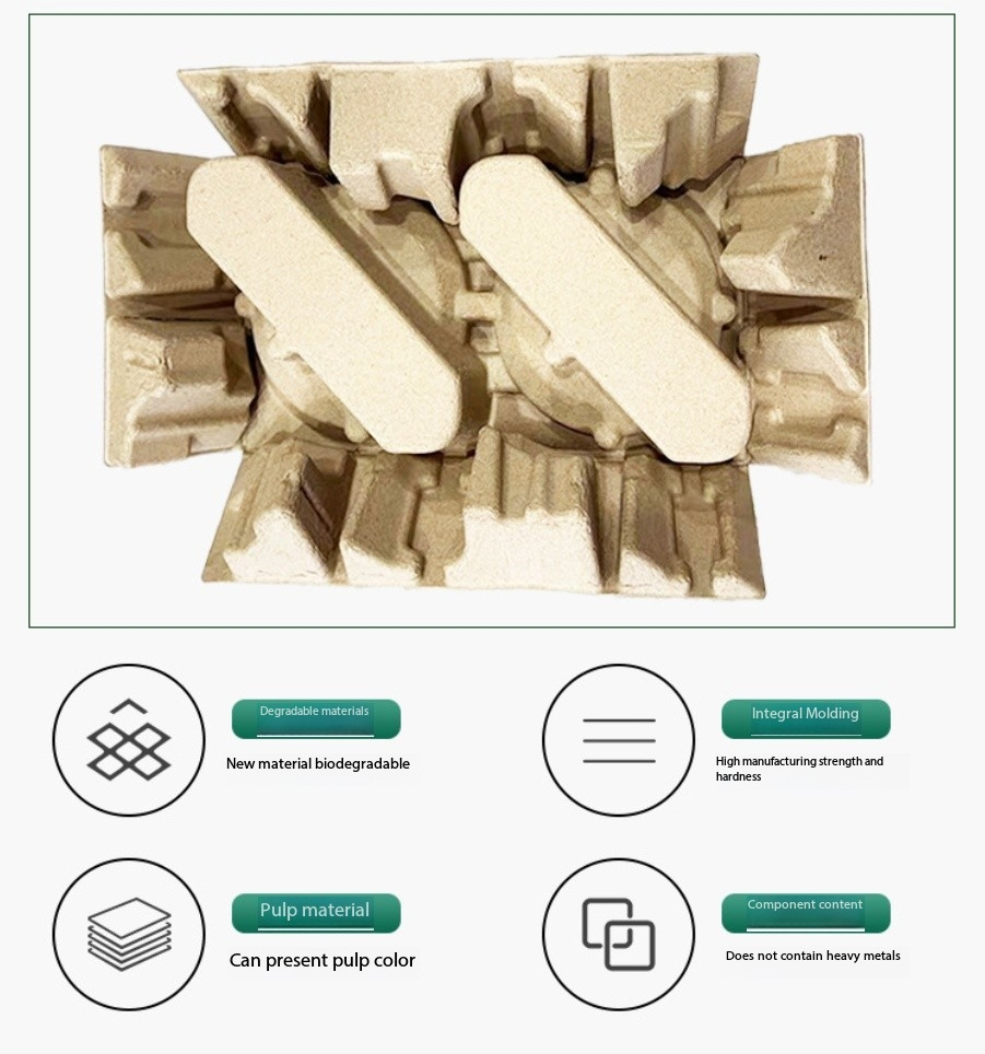 Vassoio in polpa di cellulosa stampata per imballaggio di giocattoli, per la protezione del prodotto.
