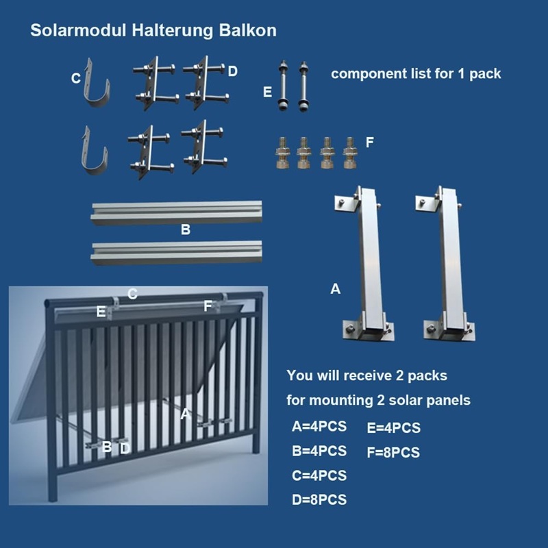 Solar Panel Mounting Brackets Balcony Solar System Hooks Rail Holder