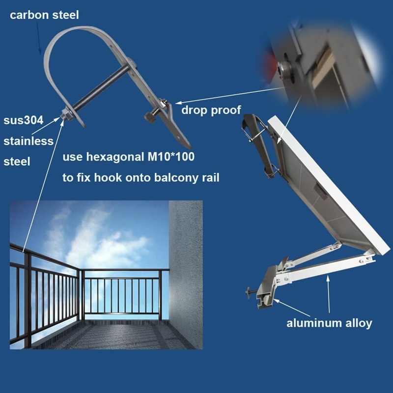 Solar Panel Mounting Brackets Balcony Solar System Hooks Rail Holder