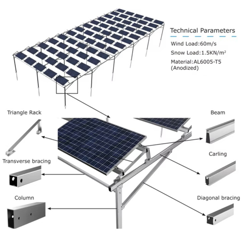 Solar Ground Mount For Solar Farm Greenhouse Agricultural Structure