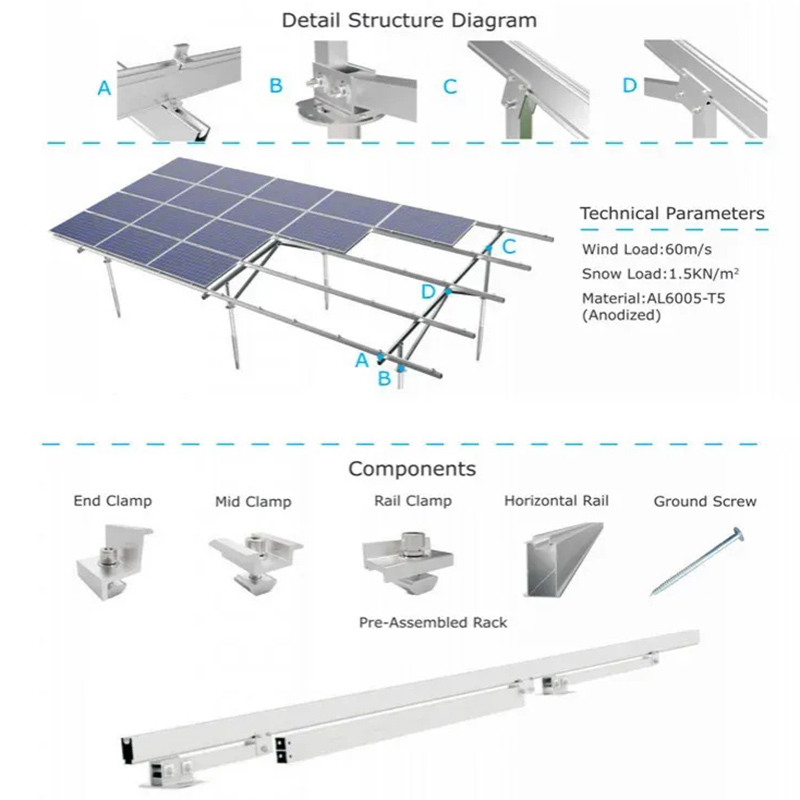 Fixed Tilt Ground Mount Solar System Solar Racking