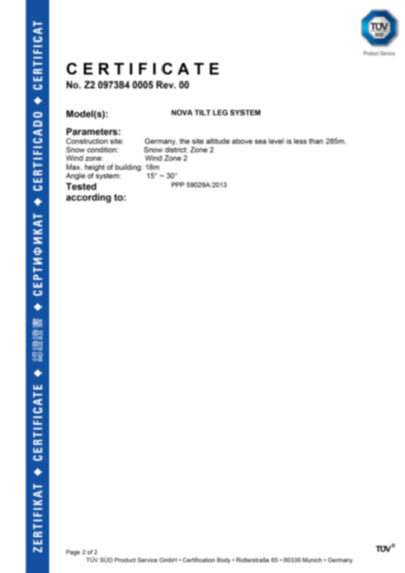 NOVA TILT LEG SYSTEM CERT2