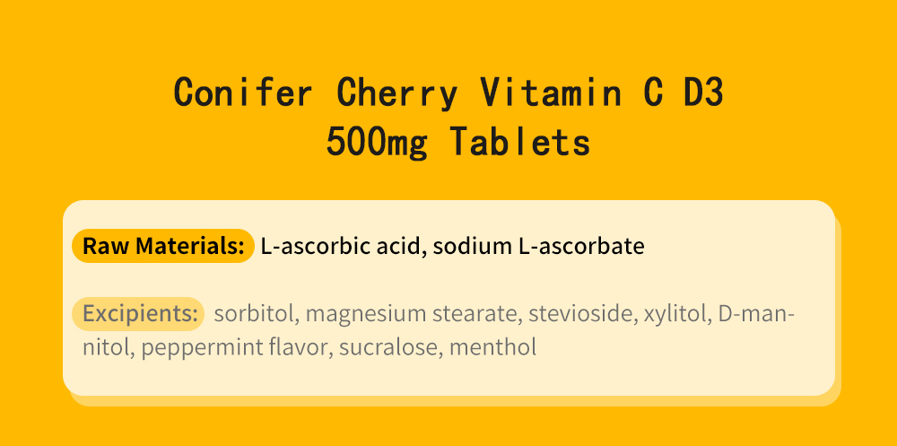 Conifer Cherry Vitamin C D3 500mg Tablets