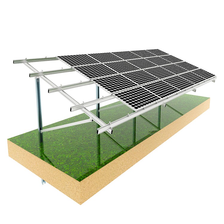 Sistema di struttura a scaffalature a terra solare a pila