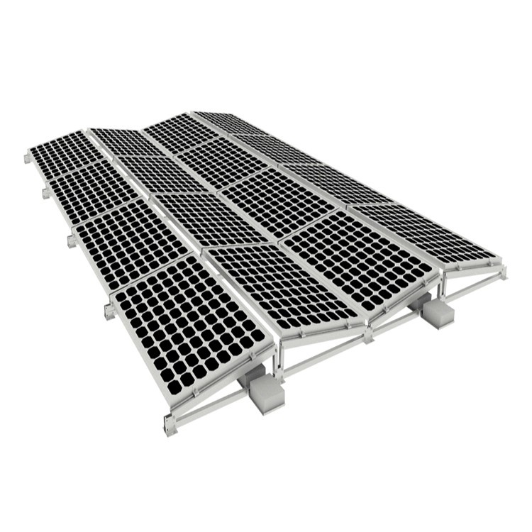 Sistema de estantes solares de telhado plano leste-oeste