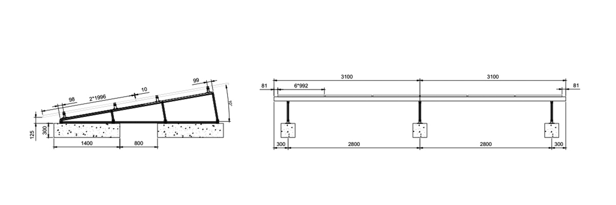 East-west Flat Roof Racking