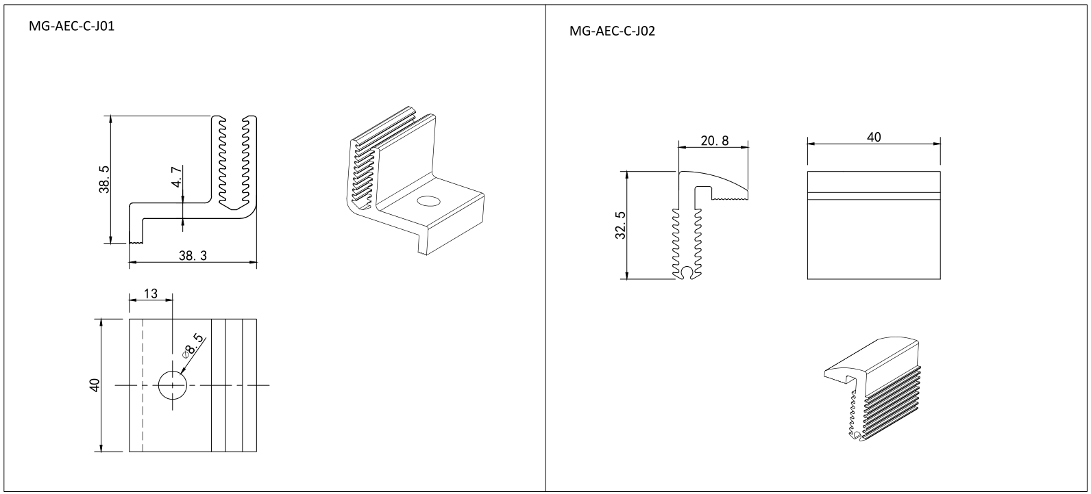 Solar Racking Adjustable End Clamp