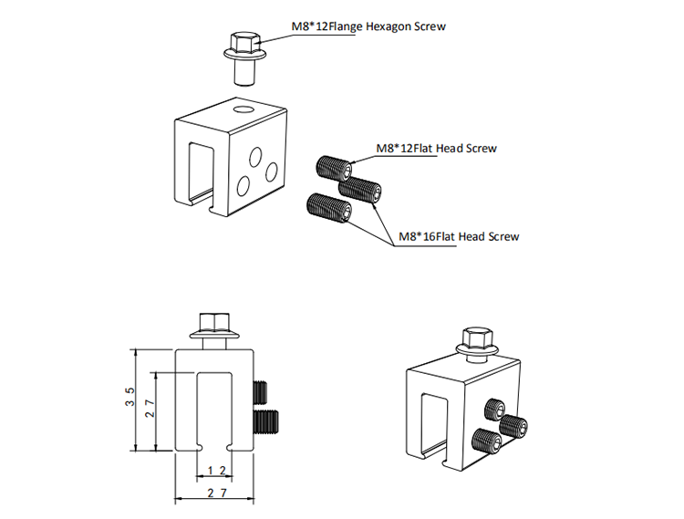 aluminum solar mounting clamp