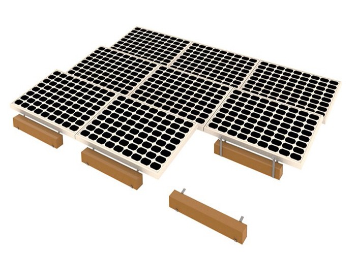 Sistema de estanterías de techo plano lastrado de acero inoxidable MG Solar