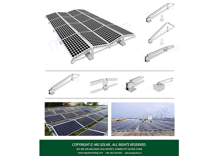 MG Solar east-to-west flat roof mount system