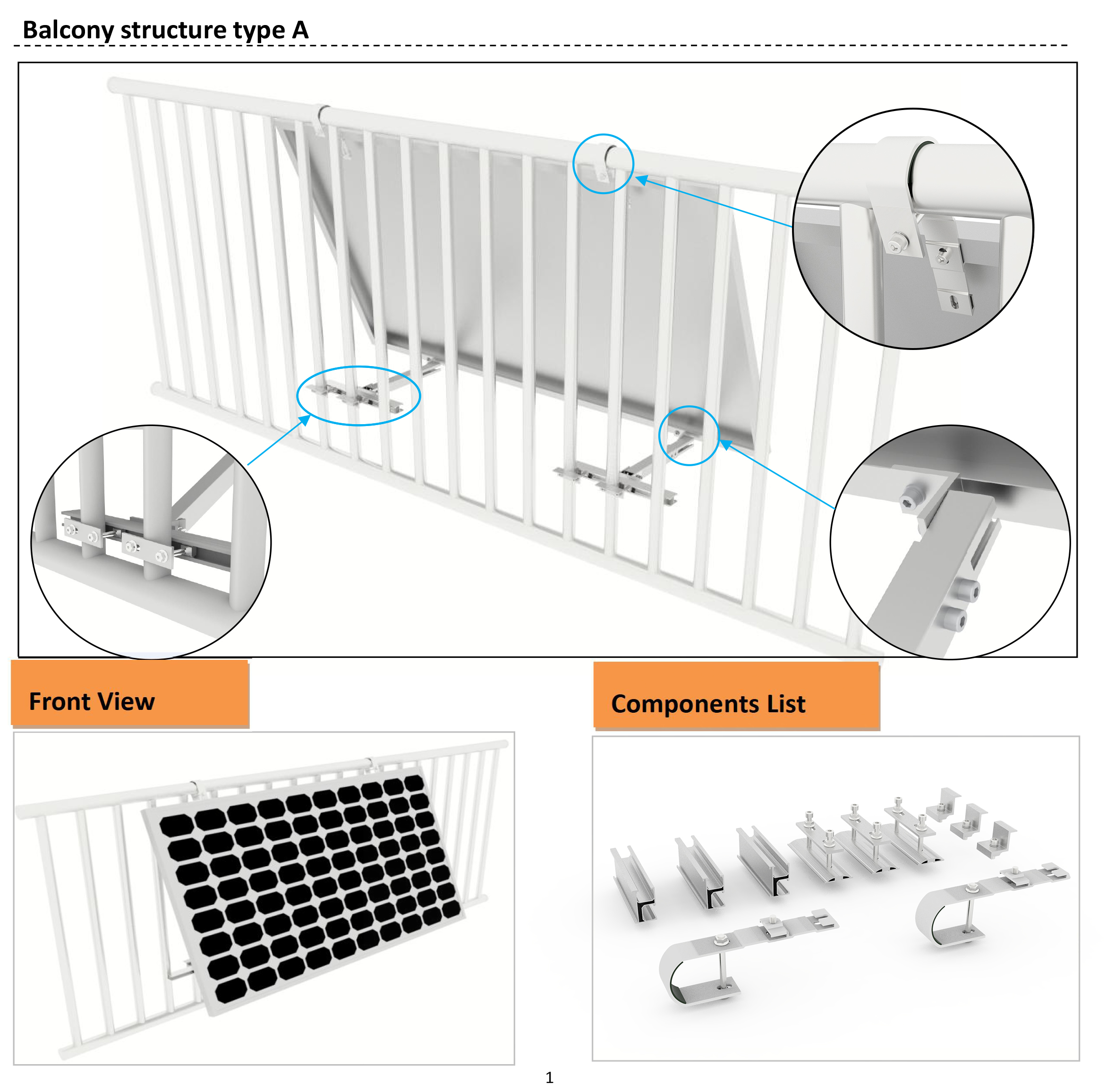 Solar panel balcony mounting structure