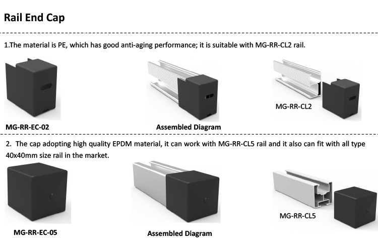 end-caps for solar mounting rail