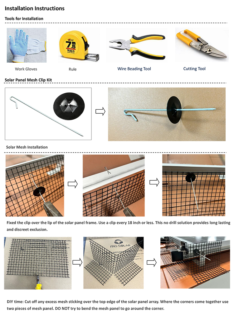 solar panel bird exclusion kit