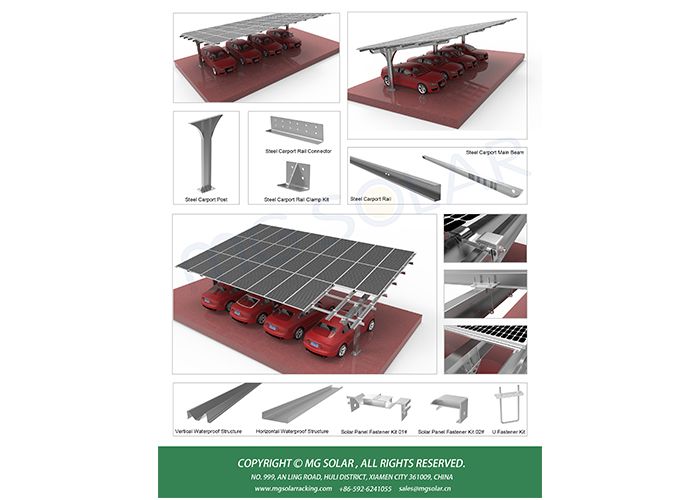 Steel waterproof carport structures from MG Solar