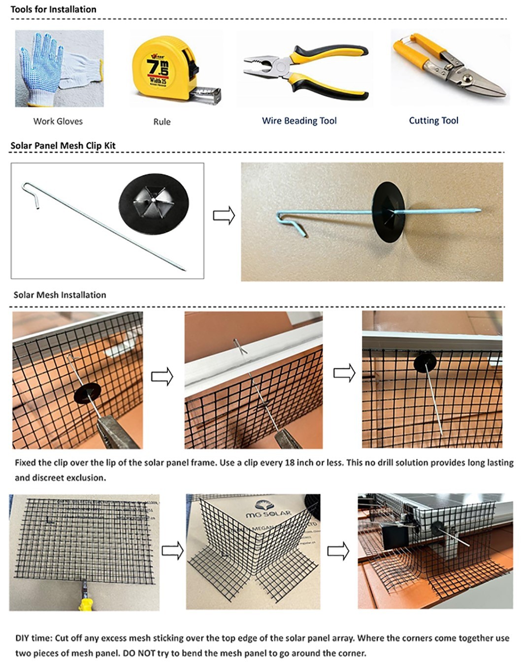 solar panel bird exclusion kit