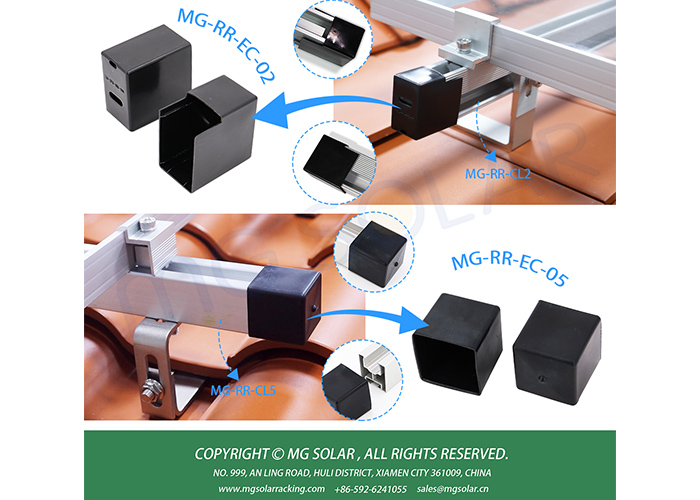 MG SOLAR - Durable Aluminum Rail End Caps for Enhanced Solar Structure Safety
