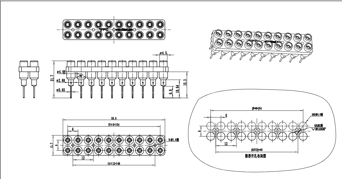 6mm disconnection block socket PCB version
