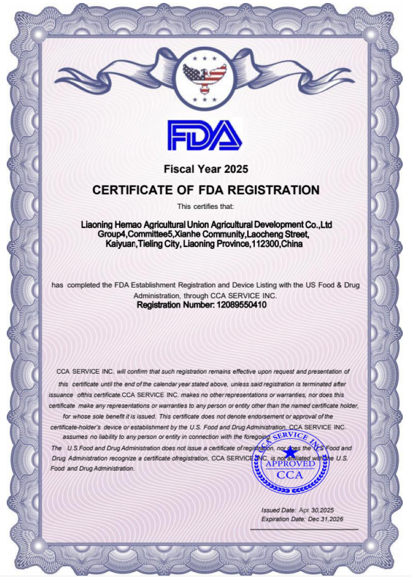 CERTIFICATE OF FDA REGISTRATION