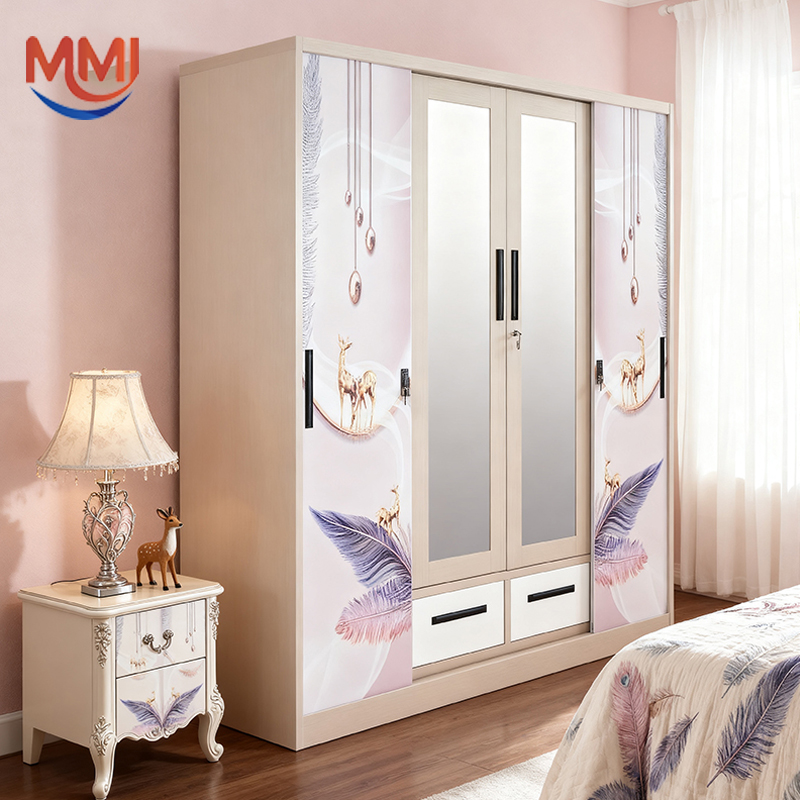 Lemari Pakaian Besi 4 Pintu Sliding Dan Lemari Baju Besi