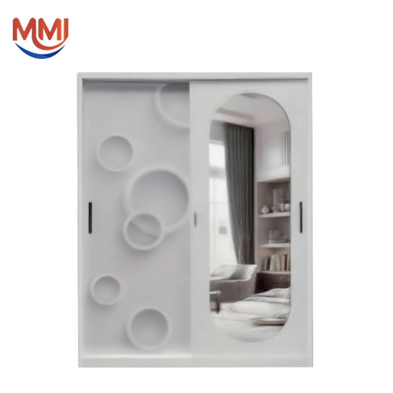 Minimalist na Sliding 2-Door Iron Wardrobe na may Salamin