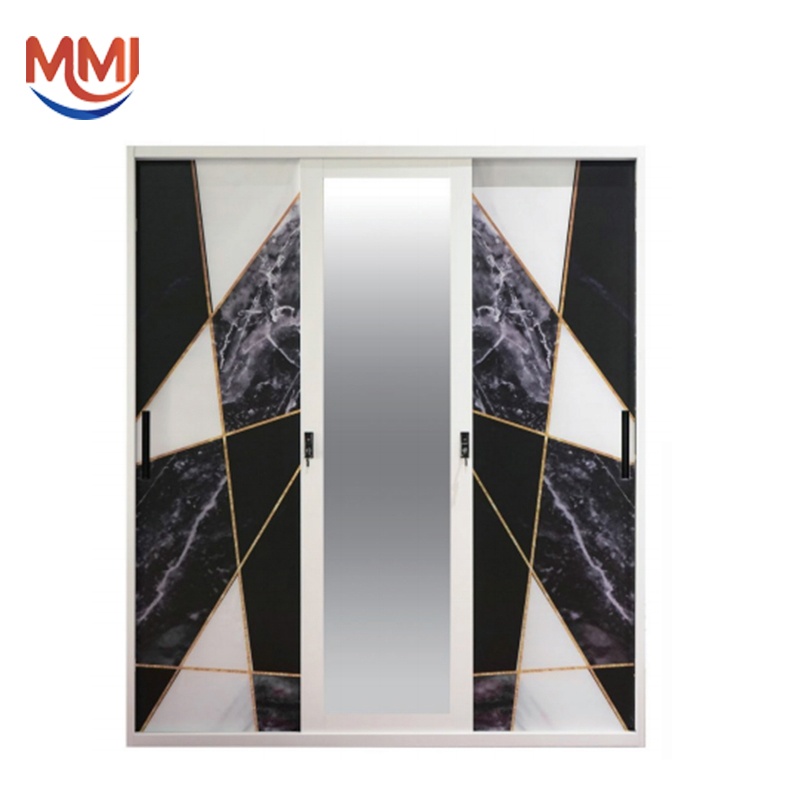 خزانة ملابس فاخرة واسعة بثلاثة أبواب مع مرآة