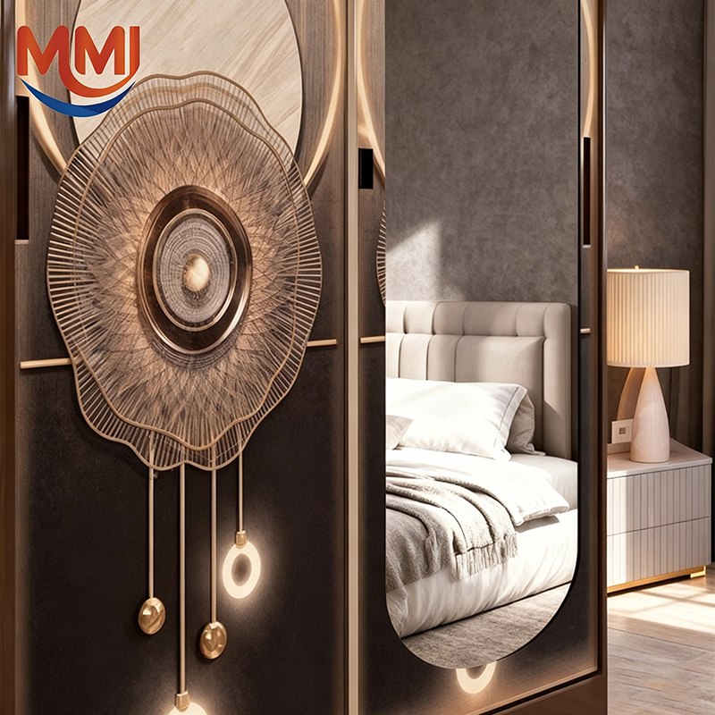 خزانة ملابس فاخرة منزلقة مع مرآة