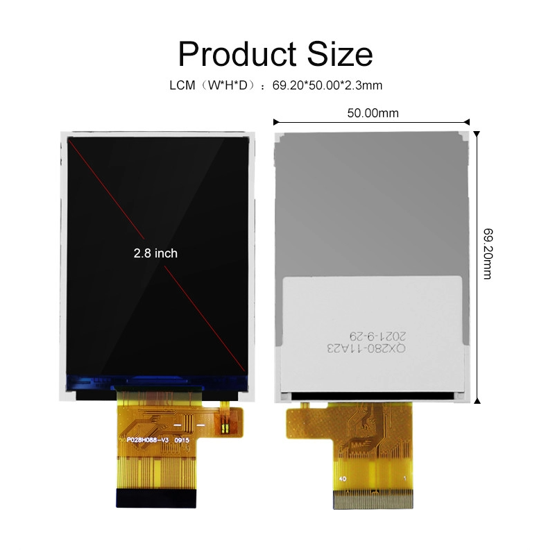 YiTai Colors 265K 2.8 inch TFT Module 57.6mm Normally White SPI interface Lcd tft Module