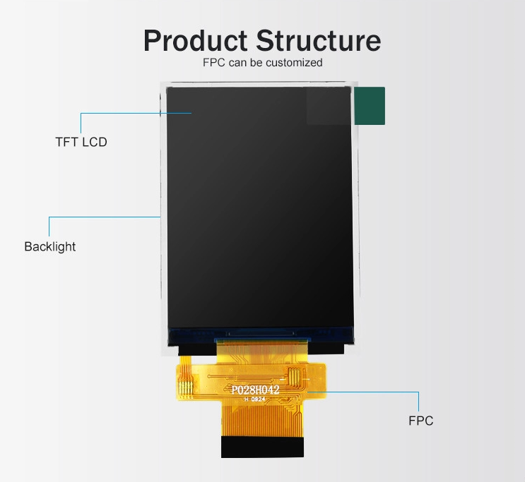 MCU 8 Bit 2.8 Lcd Module 57.6Mm Touch Screen Display Modul 12 0'CLOCK