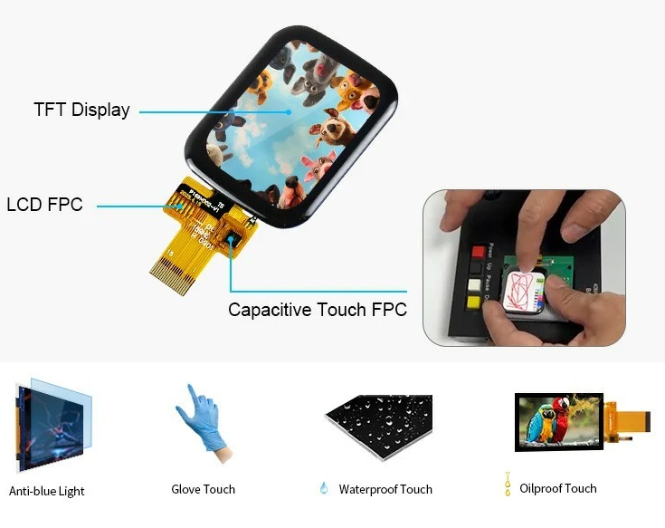 1.69 Inch TFT Capacitive Touch Screen 240x280 Normally Black IPS LCD Module