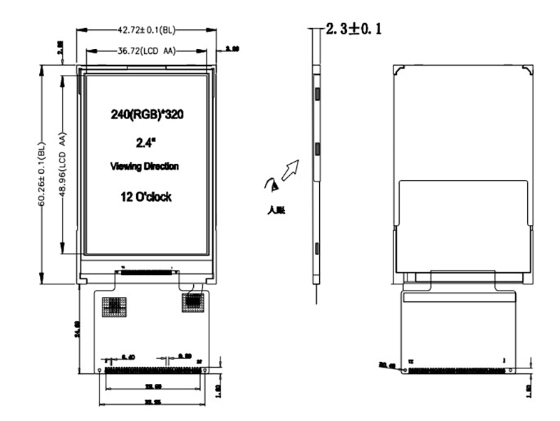240X320 2.4 inch Tft Lcd Display SPI Interface Industrial Touch Screen