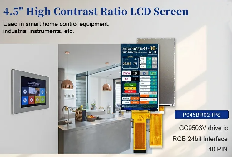 4.5 Inch TFT LCD Module 480*854 Resolution 300 Nits RGB 24bit Interface 4.5