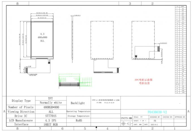 400nit TFT LCD Display